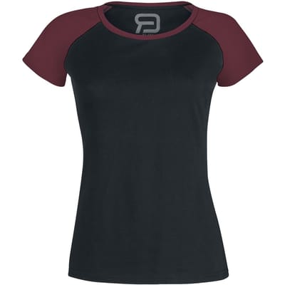 R.E.D. by EMP T-shirt - Short Raglan Road - S tot 5XL - voor Vrouwen - zwart-bordeaux