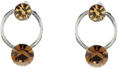 Behave - Oorbellen bruin geslepen glaskristal - zilverkleur - 0,7 cm