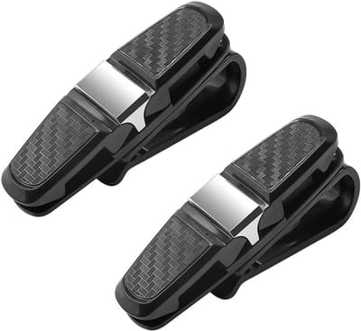 Zonnebrilhouder voor auto -2 Stuks - Zonneklep - Zonneklephouder - Brilhouder - Leesbril Houder - Clip voor auto - Zonneklep - Accessoires - Zwart