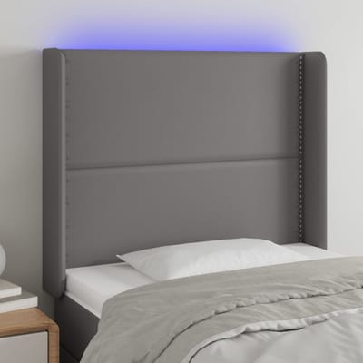 vidaXL - Hoofdbord - LED - 103x16x118/128 - cm - kunstleer - grijs