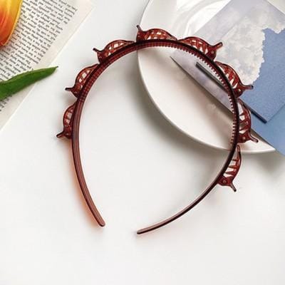 Koreaanse Versie van De Stijl Dubbellaagse Pony Clip Plaat Hoofdband Haarspeld Haaraccessoires beige