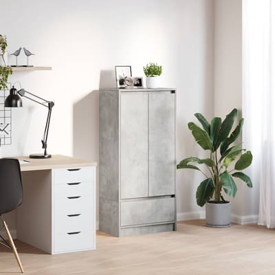 vidaXL - Kast - met - lade - 55,5x34x119,5 - cm - spaanplaat - betongrijs