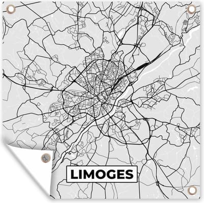 Tuin poster Stadskaart - Frankrijk - Kaart - Limoges - Plattegrond - 200x200 cm - Tuindoek