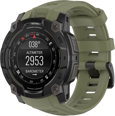 Stravo Robuust Siliconen Sportbandje – Robuust & Slijtvast – Geschikt voor Garmin instinct 3（45mm） – 22mm Bandje – Groen