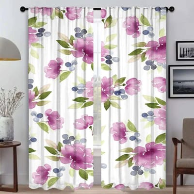 Raamgordijn voor Kamer 2 Panelen Schoonheid Bloemen Verduisterende Gordijnen Scheidingswand Halloween Decoratie Tule voor Slaapkamer Woonkamer Keuken W50xH70cmx2pcs-CL