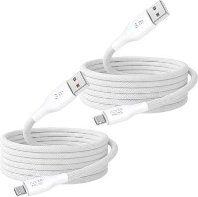 Oplaadkabel geschikt voor iPhone - Lightning kabel 3 meter - 2 stuks - Stevig - Nylon - Wit