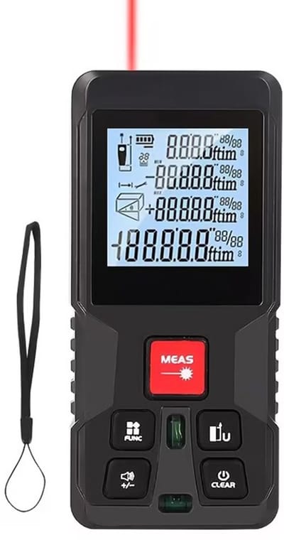 PolkaHome® Digitale Afstandsmeter 120 m – Elektronische Meetlat met Infrarood – Laser Meetinstrument voor Binnen & Buiten – Voor Bouw, Decoratie en DIY