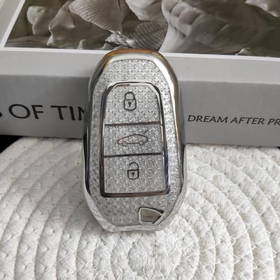 Witte Diamant TPU Voor Peugeot 207 208 3008 206 308 508 2008 407 5008 301 Voor Citroen C3 C4 C5 Berlingo Afstandsbediening Auto Sleutelhoes Cover gray