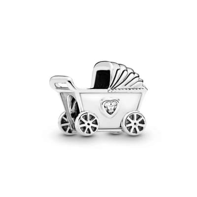 Fler® | Bedel | Past op populaire bedel armbanden (standaard - 3mm) | armbandbedel | Kinderwagen | Hangbedel Charm | 925 Sterling Zilver | Armband Kraal | Kerstcadeau | Sinterklaas Cadeau