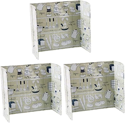 Keuken Spatscherm - Vetvanger Beschermer - Koken Schoonhouden - Drievoudig Opklapbaar - 84 x 39 cm - Zilverkleurig