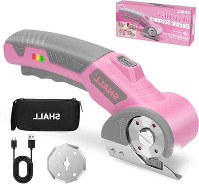 Elektrische Schaar - Draadloze Knipschaar - Materiaal Knippen - Dubbel Veiligheidsslot - 0.4 kg - Roze Grijs