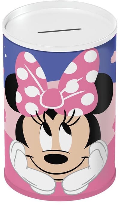 Disney Minnie Mouse Metalen Spaarpot – Coin Box 10×15 cm – Eenmalig Openen met Blikopener