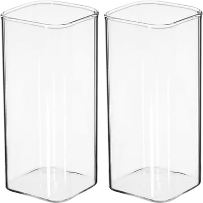 Set van 2 vierkante Japanse glazen drinkbekers - Hoge glazen voor cocktails, whiskey, bier en sap - 400 ml capaciteit