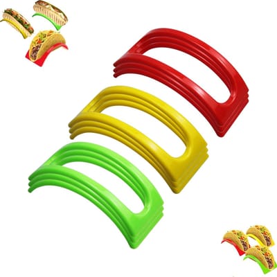 9 stuks - tacohouder - Vrijstaande tacohouder - Kleurrijk stapelbaar tacohouder - Tacohouder - Kleurrijk voedselrek - Keukenrek voor pannenkoeken - Compact en draagbaar voedselpresentatierek - Geschikt voor harde of zachte tacoschelpen