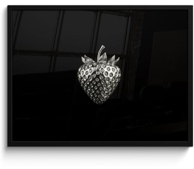 Poster in lijst - Fotolijst 80x60 cm - Posters - Aardbei - Zaadstructuur - Realistisch - Posterlijst zwart - Decoratie - Wanddecoratie woonkamer - Muurdecoratie slaapkamer