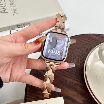 MY PROTECT - Luxe Metalen Bandje - Geschikt Voor Apple Watch Bandje - Series 1/2/3/4/5/6/7/8/9/10/SE/Ultra - 44mm - 45mm - 46mm - 49mm - Rosé