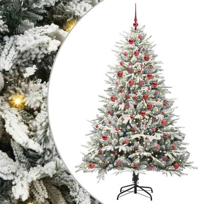 vidaXL - Kunstmatige - Voorverlichte - Kerstboom - met - Ballenset - Groen - 180 - cm