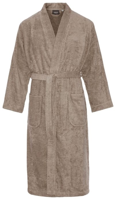 Kimono badstof katoen – lang model – unisex – badjas dames – badjas heren – 100% katoen - sauna – taupe - S/M