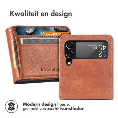 imoshion Hoesje - Geschikt voor Samsung Galaxy Z Flip 4 - Luxe Bookcase flip versie - Bruin