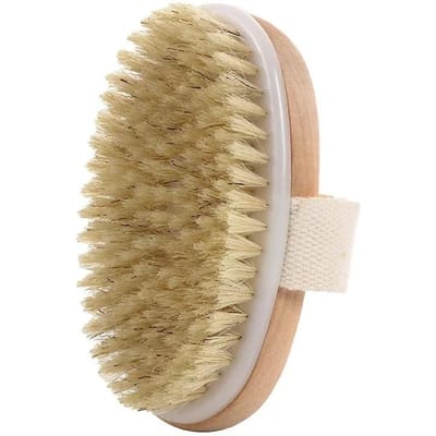Brosse de Massage Corporel pour Peau Sèche 1/2 Pouce Poils Naturels Exfoliant Élimine les Cellules Mortes Anti-Cellulite Améliore la Circulation Sanguine