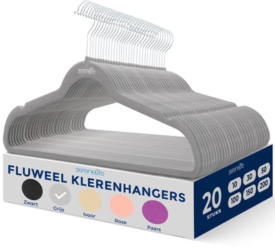 SereneLife Kleerhangers, Fluwelen Hangers, Antislip Zware Duurzame Kledinghangers Set-20Stuks, Duurzaam met 360° Draaihaak