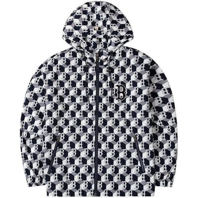MLB All Over Print Hooded Lange Mouw Rits Jas Uniseks Jassen 3AWJM5324-43NYD XS gray