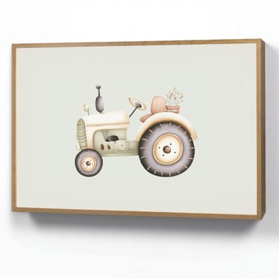 Nachtlampje 90x60 cm - Kinder lamp - Vintage - Tractor - Pastel - Tafellamp kinderkamer draadloos - Slaapkamer lampje - Bedlamp kinderen - Kinderlampje - Wandlamp babykamer - Nachtlampjes