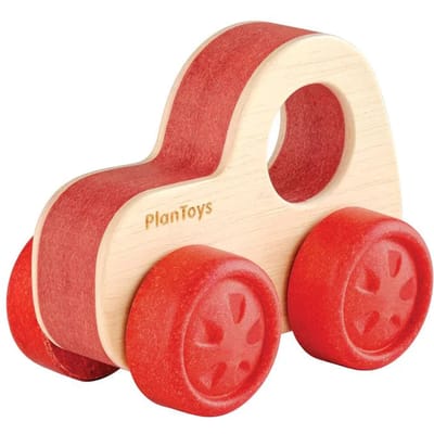PlanToys Houten Auto rood Baby- en peuterspeelgoed Houten speelgoed