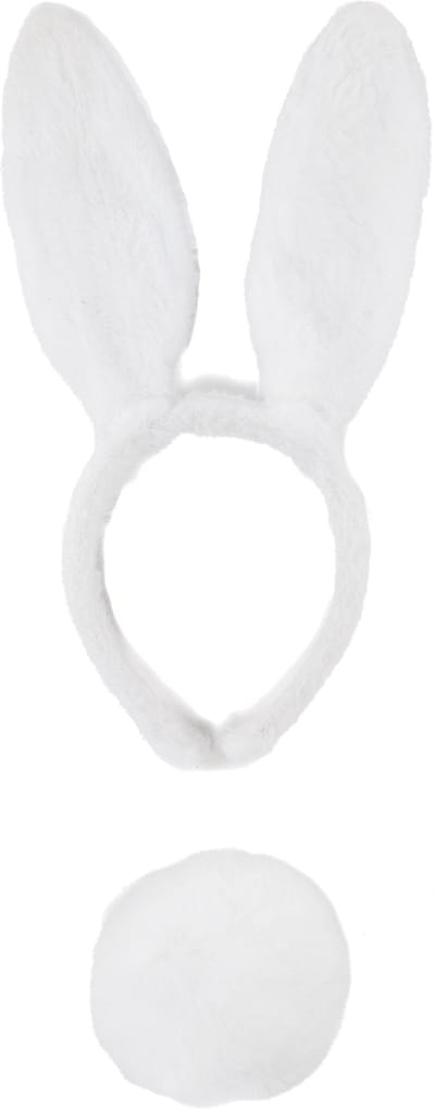KIMU® Haarband Konijn Wit met Staart - Diadeem Konijnenoren Oren - Oortjes Bunny Paashaas Haas Pasen Paasviering Festival