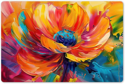 Placemats 45x30 cm - Placemat kunststof - 1 stuk - Bloem - Verflook - Modern - Abstract - Kleuren - Borden onderleggers - Decoratie voor op tafel - Keuken tafeldecoratie accessoires - Vinyl onderlegger - Tafelversiering