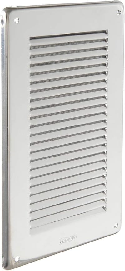 Rechthoekig Ventilatie Afvoerrooster Inox430 met Insectenwerend Net - 140 x 240 mm