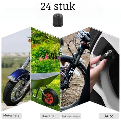 24 Stuks Ventieldopjes Auto Fiets Motor – Universele Zwarte Ventieldoppen – Kunststof Bandenventiel Doppen