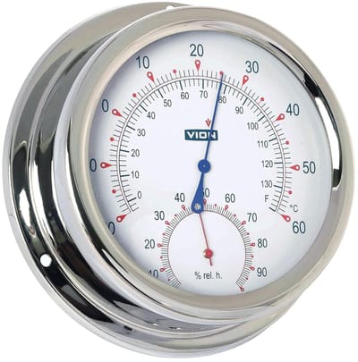 Analoge Thermometer Hygrometer - Weerstation Buiten - Tuin Metingen - Roestvrij Staal - 150mm Lengte - Zilverkleurig