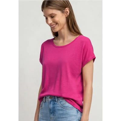Shirt met ronde hals en losse schouders