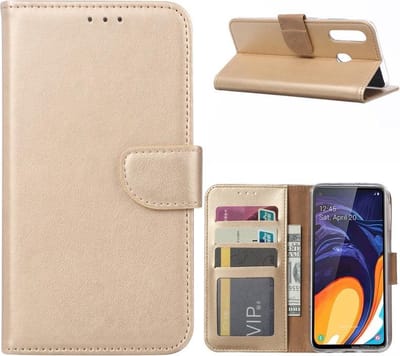 Bookcase Geschikt voor: Samsung Galaxy A60 - Goud - portemonnee hoesje