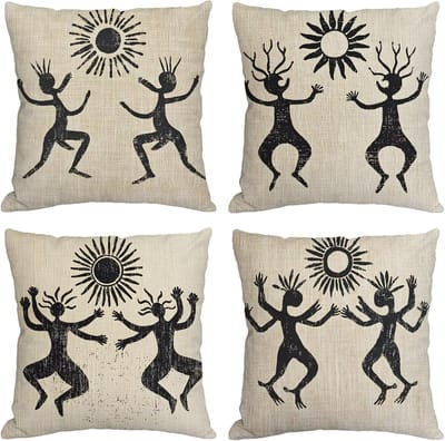 Kussenhoes - Decoratiehoes - Buiten Meubels - Dubbelzijdig Bedrukt - 70 x 70 cm - Beige Abstract