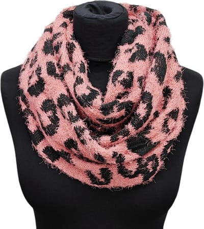 Gebreide Colsjaal - Ronde Sjaal - Roze/Zwart - 70 x 30 cm (143)
