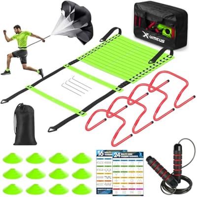 Agility Ladder Set voor Snelheid en Behendigheidstraining - Inclusief Kegels, Horden, Springtouw en Parachute