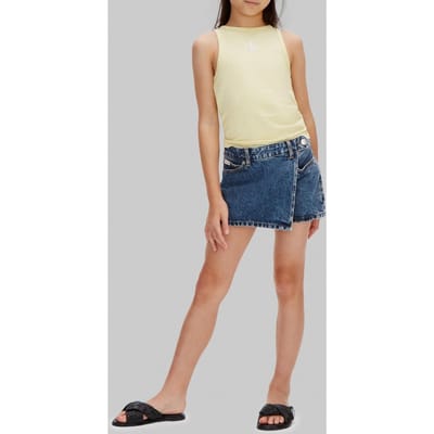 Calvin Klein Girls Denim Wrap Skort Beckford Wash Maat: 6 | Rokken Outlet | Unisex | Blauw