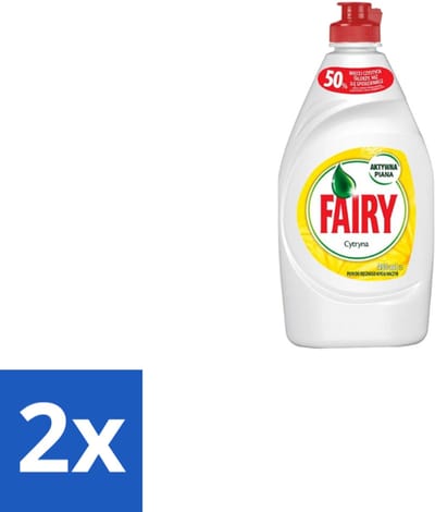 2 x Fairy – Afwasmiddel – Citroen – 450 ml - Afwasmiddel Citroen - Vaat Reinigen - Vet Verwijderen - Schone Vaat - Frisse Geur