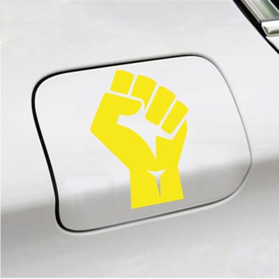 Bumpersticker - Vuist - 13 X 9 - Geel
