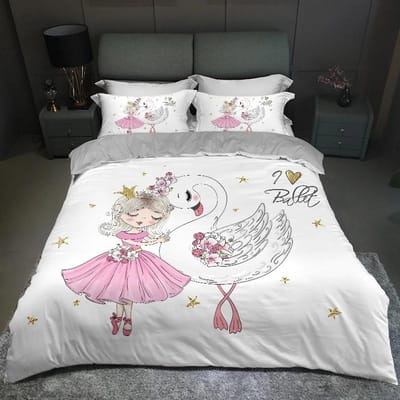 Parure de lit princesse pour enfants, jolie parure de lit 150 x 200 cm, housse de couette et taie d'oreiller, motif château, pour lit simple, 200 x 200 cm. 240x220cm 3pcs