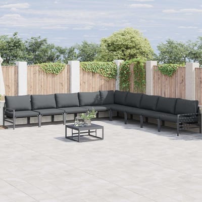 vidaXL - Tuinbank - Set - 10 - st - Zwart - Staal
