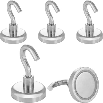 5 Stuks Magneet Haken (Houdkracht 36 kg, Diameter 32 mm) Super Sterke Magneet Haak