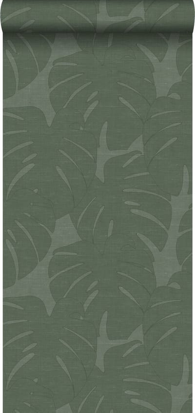 Origin Wallcoverings behang bladeren met geweven structuur groen - 347762 - 0,53 x 10,05 m
