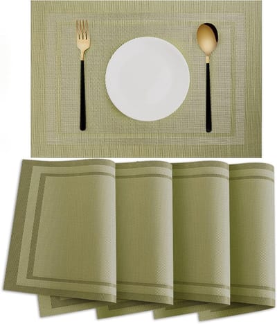 Set van 4 Wasbare Placemats van PVC - 30 x 45 cm, Hittebestendig, Antislip en Duurzaam in Groen