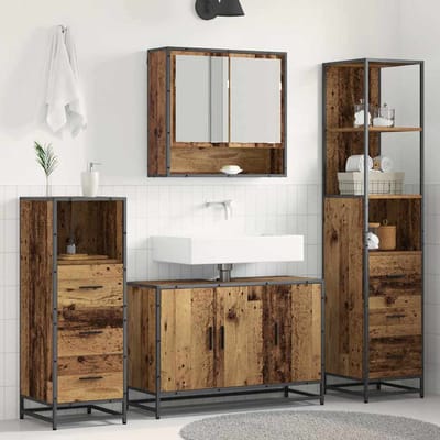 vidaXL - Badkamermeubel - Set - 3 - st - Oud - Hout - 35 - x - 37,5 - x - 166 - cm