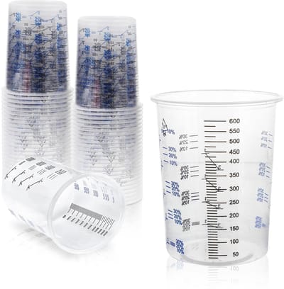 Dailygoods- Maatbeker 600 ml - Lakmaatbeker - Kunststof - Set van 50 - Verfmengbeker - Flexibel en duurzaam
