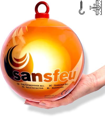 Brandblusbal 1,3 kg - Automatische Blus bal - Fireball - Inclusief ophangbeugel - Brandblusser - Brandklasse ABC - Geschikt voor auto, keuken, kelder, zolder, ... - FYB13 - SansFeu