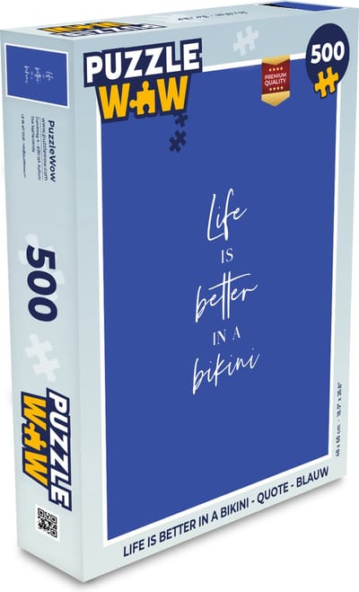 Puzzel Life is better in a bikini - Quote - Blauw - Legpuzzel - Puzzel 500 stukjes